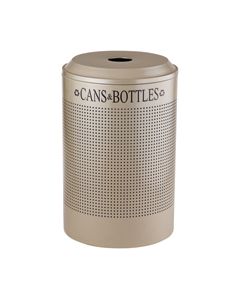 Rubbermaid / United Receptacle DRR24CDP Round Silhouette Recycling Receptacle - Cans & Bottles - 26 Gallon Capacity - Desert Pearl