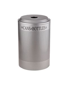 Rubbermaid / United Receptacle DRR24CSM Round Silhouette Recycling Receptacle - Cans & Bottles - 26 Gallon Capacity - Silver Metallic