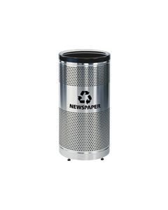 Rubbermaid / United Receptacle Howard Classic S3SSP-BK Paper Recycling Stainless Steel/Black Perforated Steel Waste Receptacle - 25 gallon capacity - 18" Dia. x 35.5" H