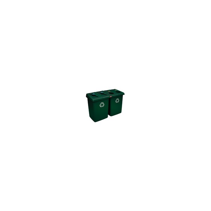 Rubbermaid 1792373 Glutton Recycling Station - 92 Gallon Capacity - 53" L x 24" W x 35.5" H - Dark Green in Color