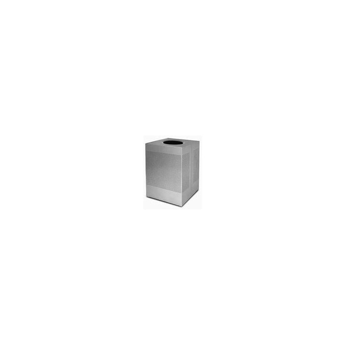 Rubbermaid / United Receptacle SC22ESM Designer Line Silhouette Open Top Waste Receptacle - 50 Gallon - 21 3/4" Sq. x 31 1/2" H - Silver Metallic